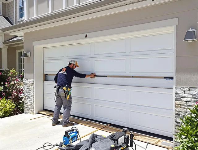 Cheshire Garage Door Repair team performing complete garage door replacement at Cheshire residence