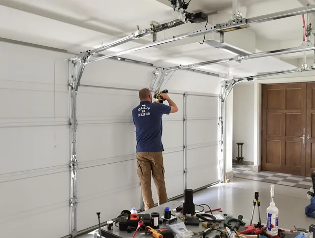 Cheshire Garage Door Repair certified technician performing precision garage door repair in Cheshire