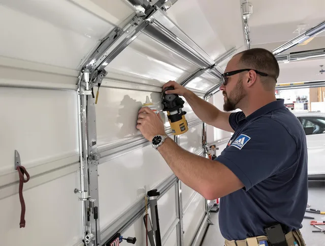 Cheshire Garage Door Repair technician quieting a noisy garage door in Cheshire