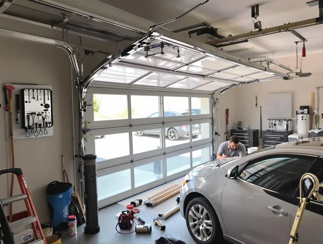 Garage door noise reduction service by Cheshire Garage Door Repair in Cheshire