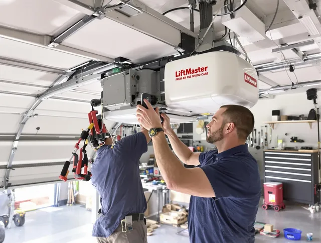 Cheshire Garage Door Repair technician performing advanced diagnostics on garage opener in Cheshire