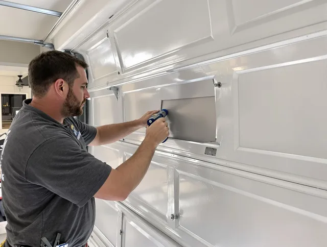 Garage door panel repair by Cheshire Garage Door Repair in Cheshire